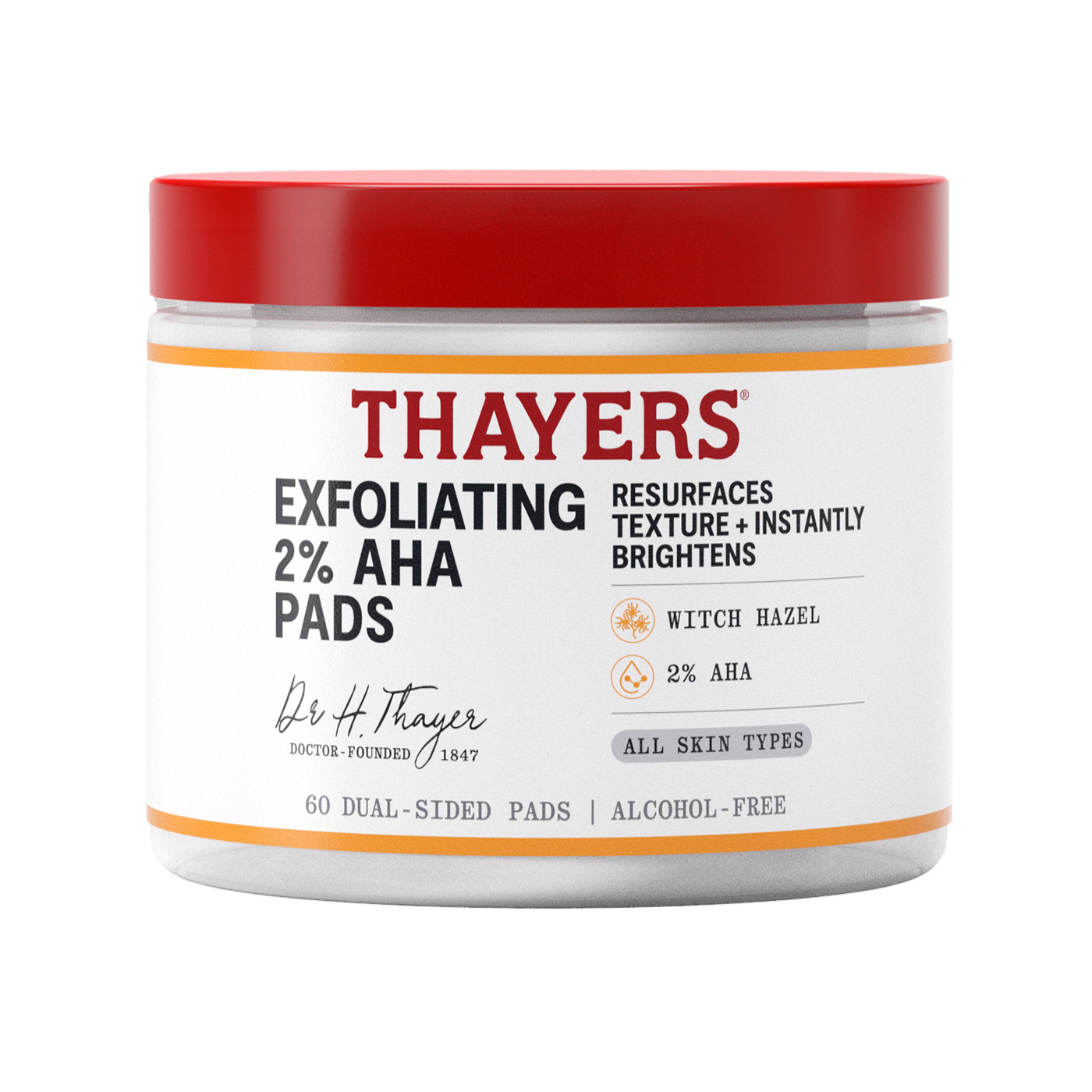 Exfoliating 2% AHA Facial Pads with Witch Hazel - Thayers
